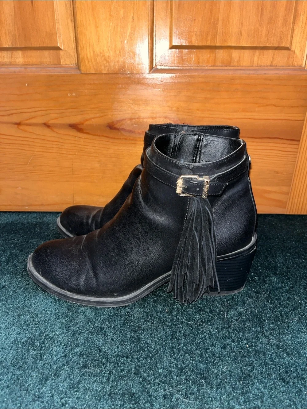 Circus by Sam Edelman Black Fringe Buckle Ankle Boots